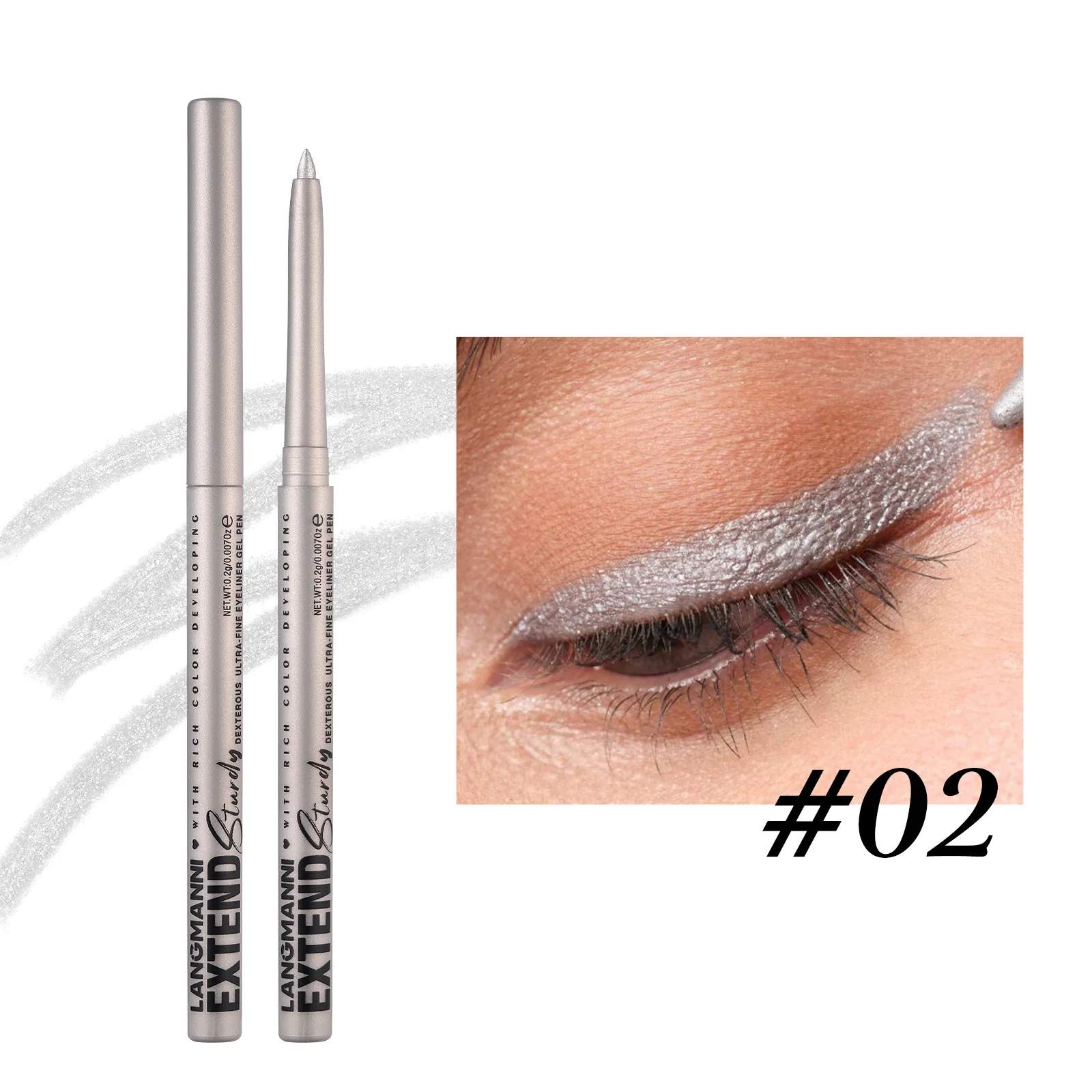 Eyeliner żelowy w ołówku z brokatem — niebieski i fioletowy Błękitny