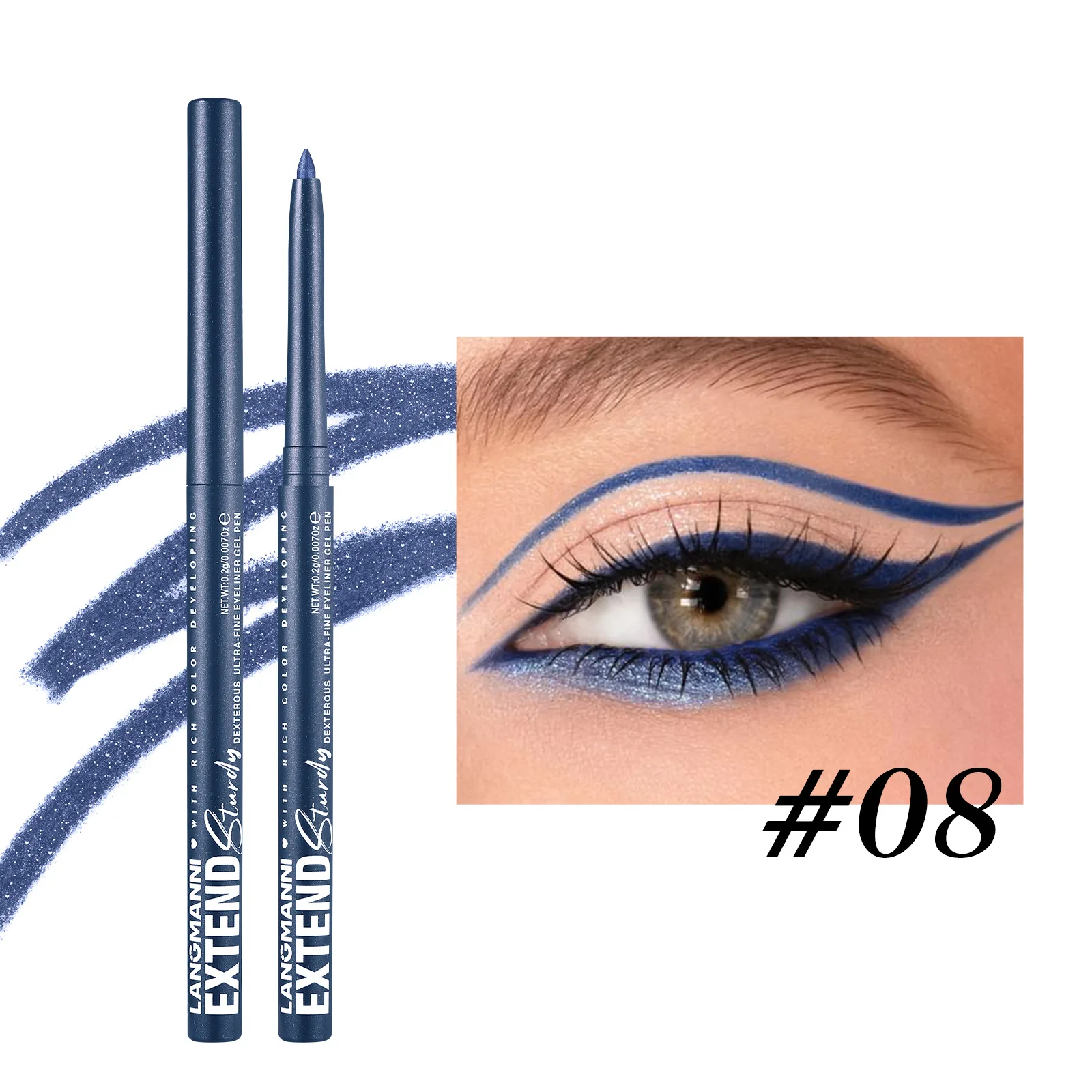 Eyeliner żelowy w ołówku z brokatem — niebieski i fioletowy Khaki