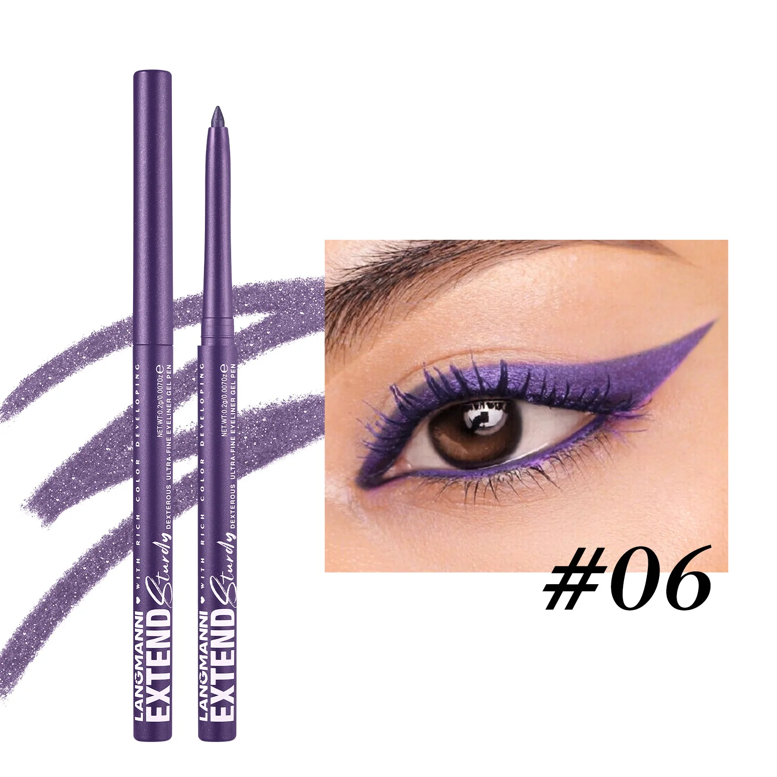 Eyeliner żelowy w ołówku z brokatem — niebieski i fioletowy Jasnozielony