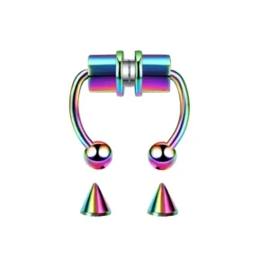 Fałszywy piercing do nosa septum klips magnetyczny punk Posrebrzane