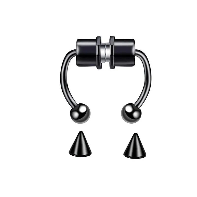 Fałszywy piercing do nosa septum klips magnetyczny punk Rodowany