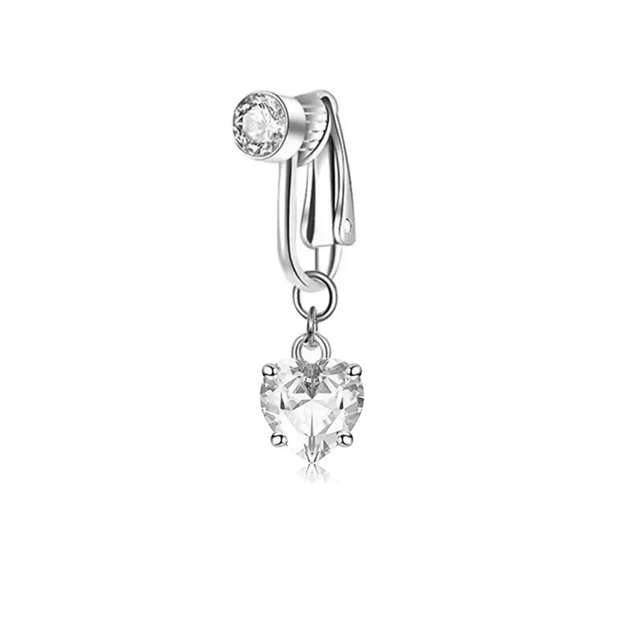 Fałszywy piercing pępka z motylem i cyrkonią – klips bez przekłucia Kolor czystego złota