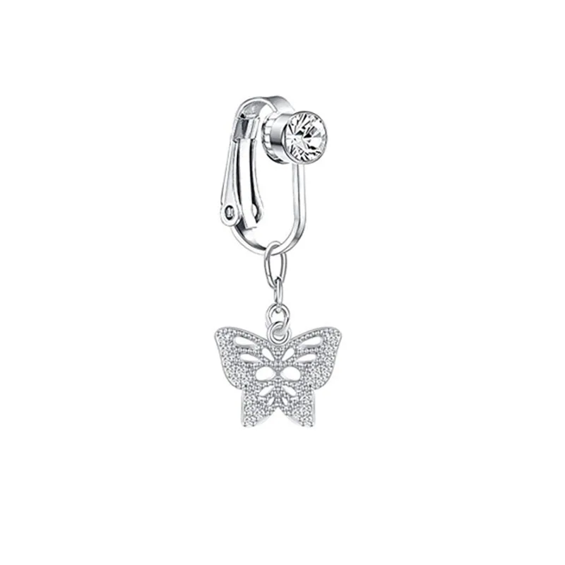 Fałszywy piercing pępka motyl bez przekłucia — klips clip-on Kolor różowego złota