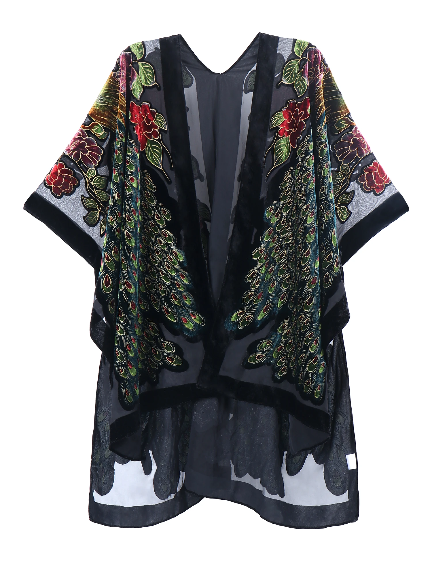 Fioletowe kimono plażowe z frędzlami Jypf 27
