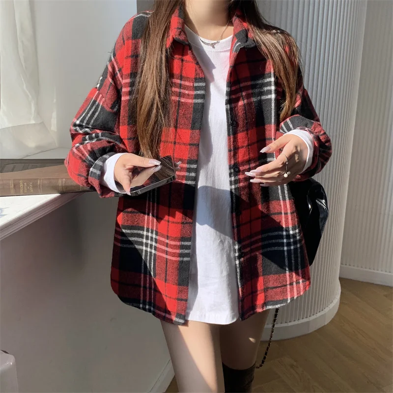 Flanelowa koszula damska w kratę vintage Color q3