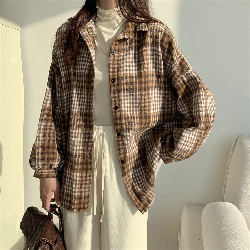 Flanelowa koszula damska w kratę vintage Color q9