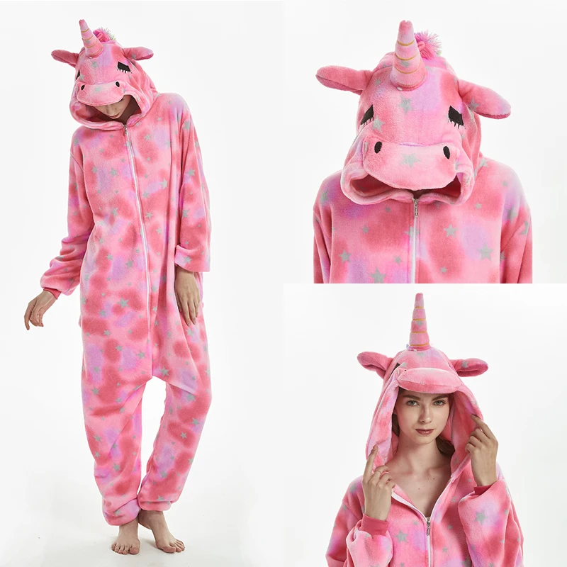 Flanelowa piżama onesie z kapturem w kształcie zwierzęcia Ciemnoszary