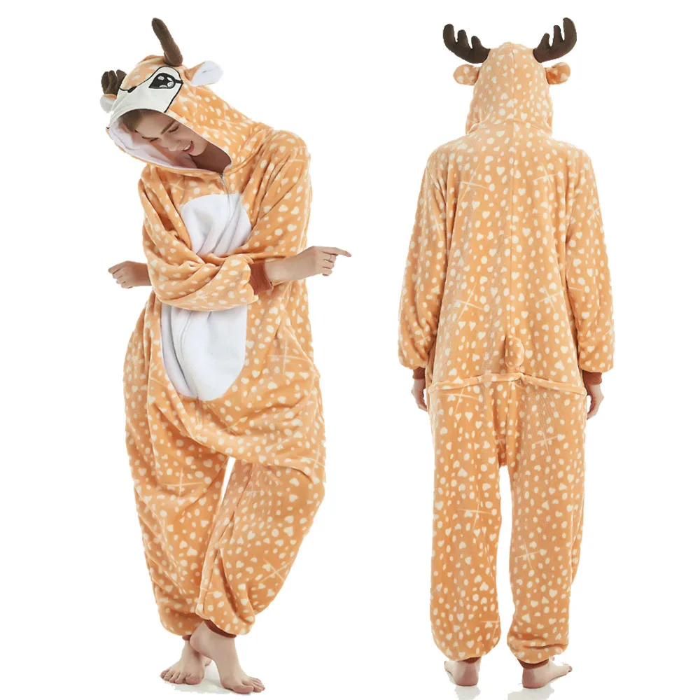 Flanelowa piżama onesie z kapturem w kształcie zwierzęcia Koralowa czerwona