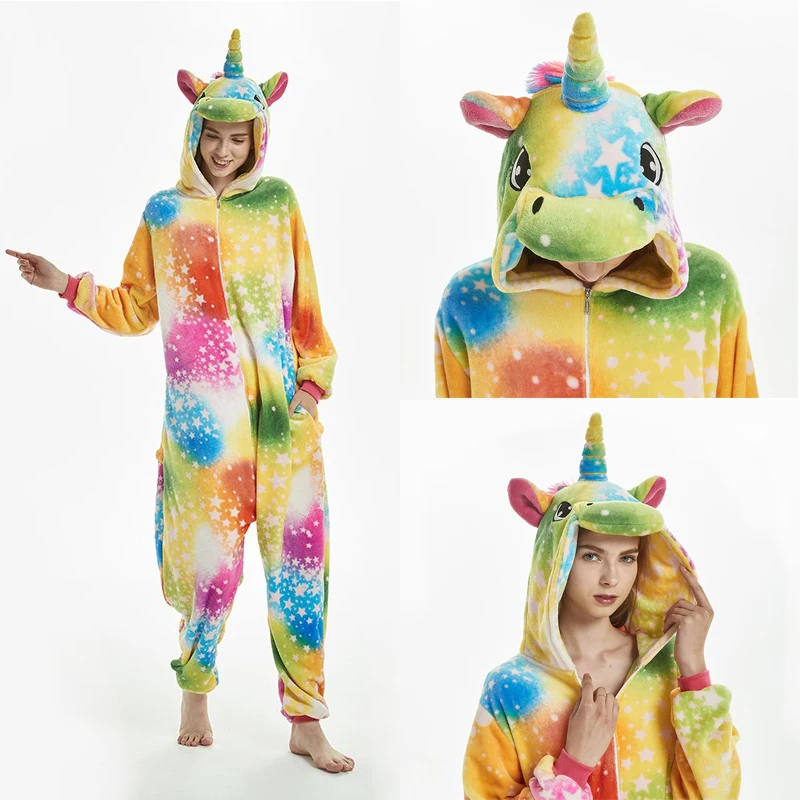 Flanelowa piżama onesie z kapturem w kształcie zwierzęcia Mięta