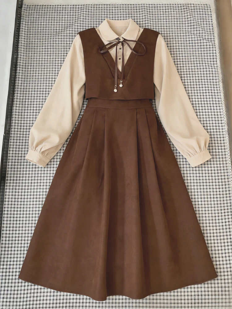 Francuska sukienka midi w stylu vintage w kratę 2895