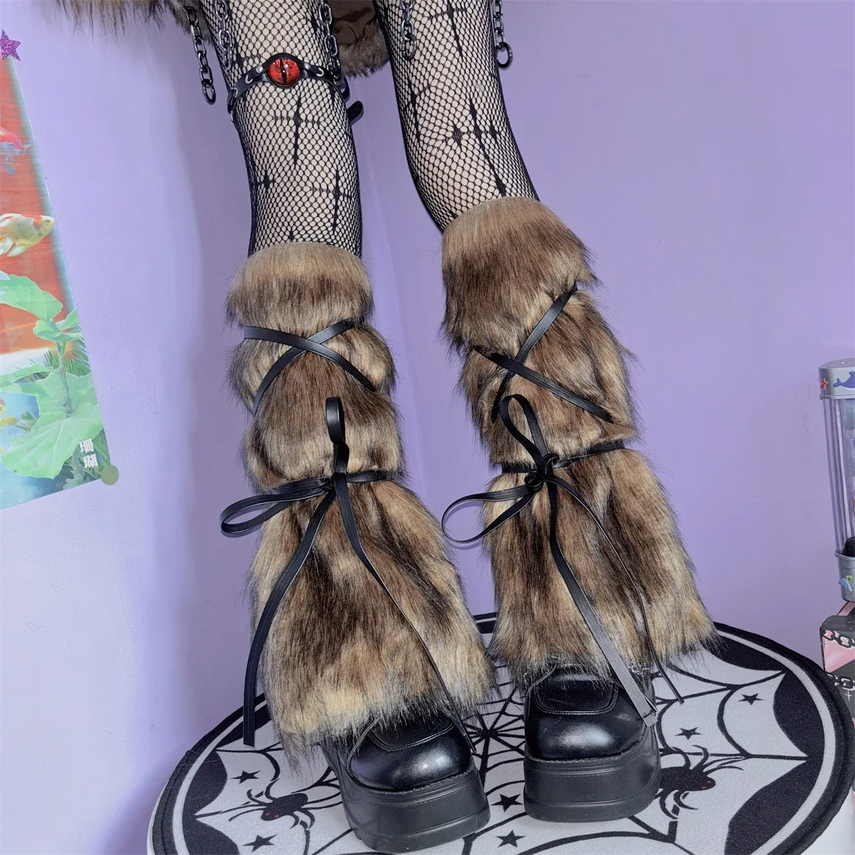 Futerkowe ocieplacze na nogi Y2K – styl Harajuku i punk Kolba