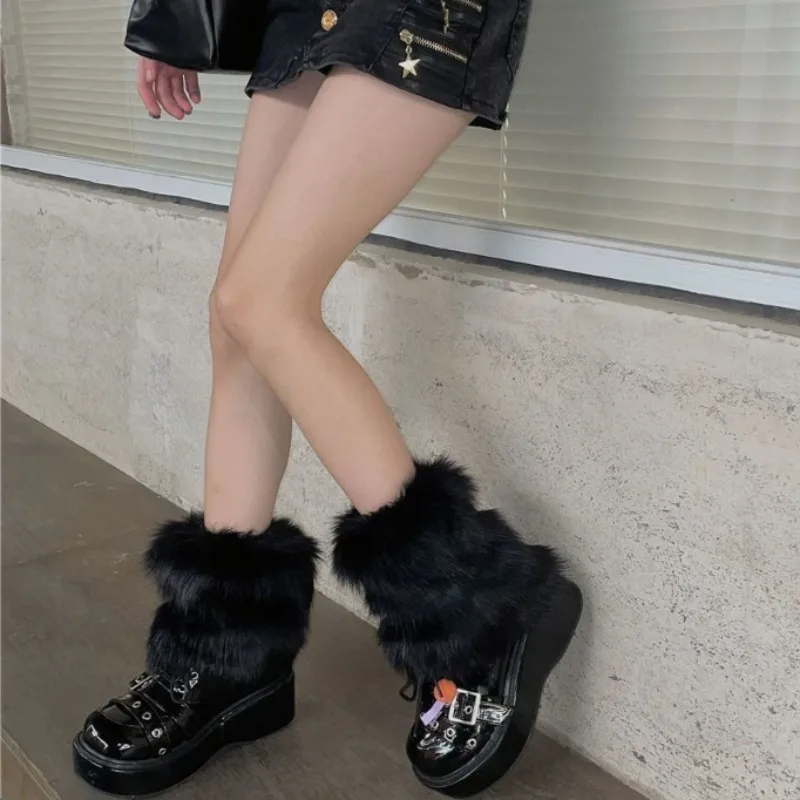 Futrzane ocieplacze na nogi w stylu Lolita Niebieski
