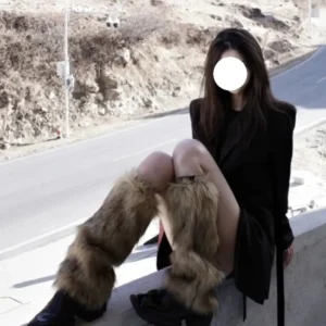 Futrzane ocieplacze na nogi w stylu Lolita Niebieski