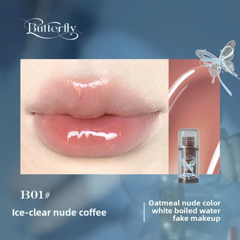 Glazura do ust Flortte Double Butterfly z esencją miodową Błękitny
