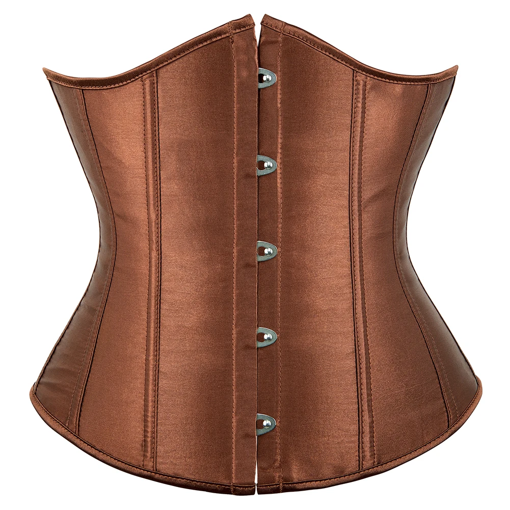 Gorset pod biust modelujący talię ze sznurowaniem w stylu steampunk Kawowy