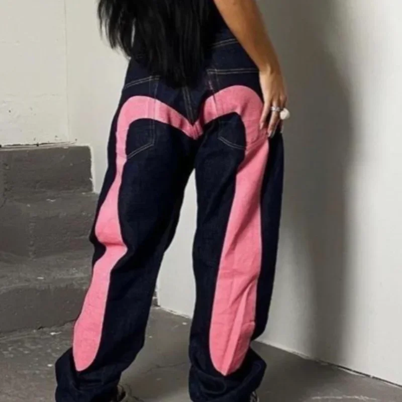 Gothic cargo jeansy punk z szerokimi nogawkami Szary