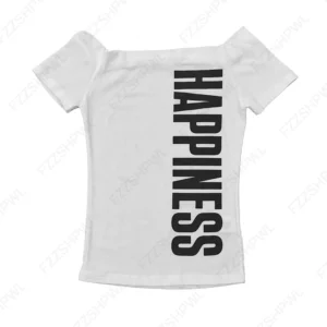Gothic punk crop top Y2K damski z nadrukiem Biały