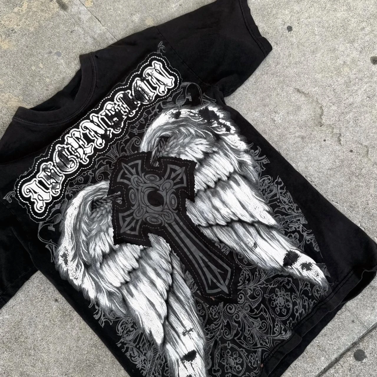 Gothic Y2K T-Shirt Oversize z Wzorem Damski i Unisex Złoto