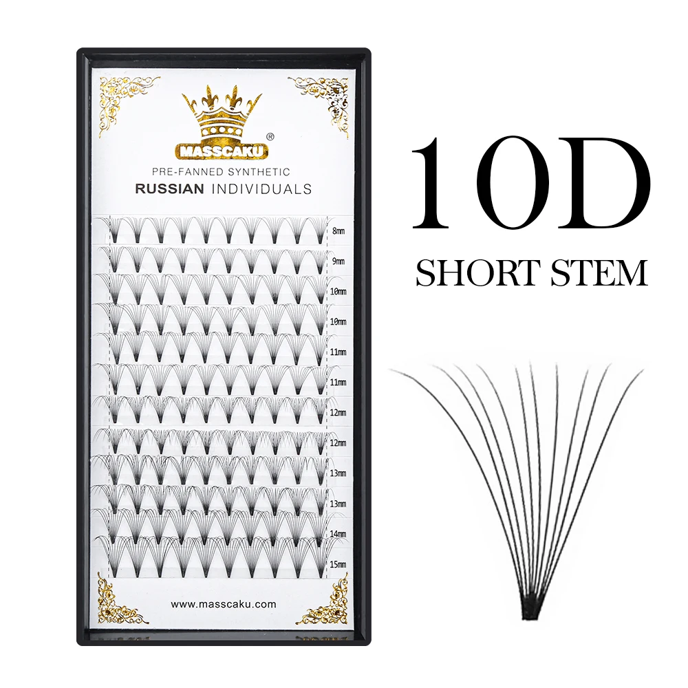 Gotowe wachlarze Russian volume szerokie 3D–20D short stem – mink Ciemnozielony