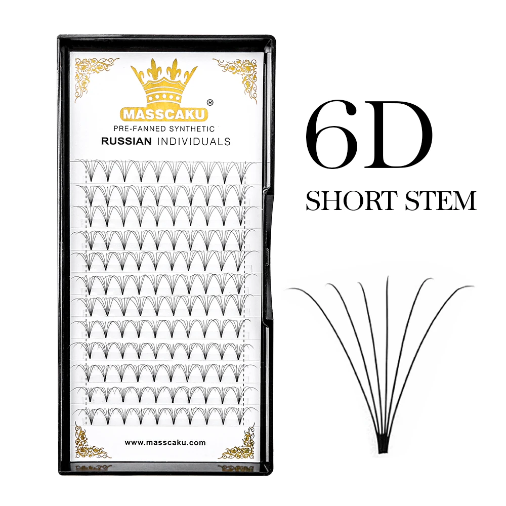 Gotowe wachlarze Russian volume szerokie 3D–20D short stem – mink Ciemny czerwony