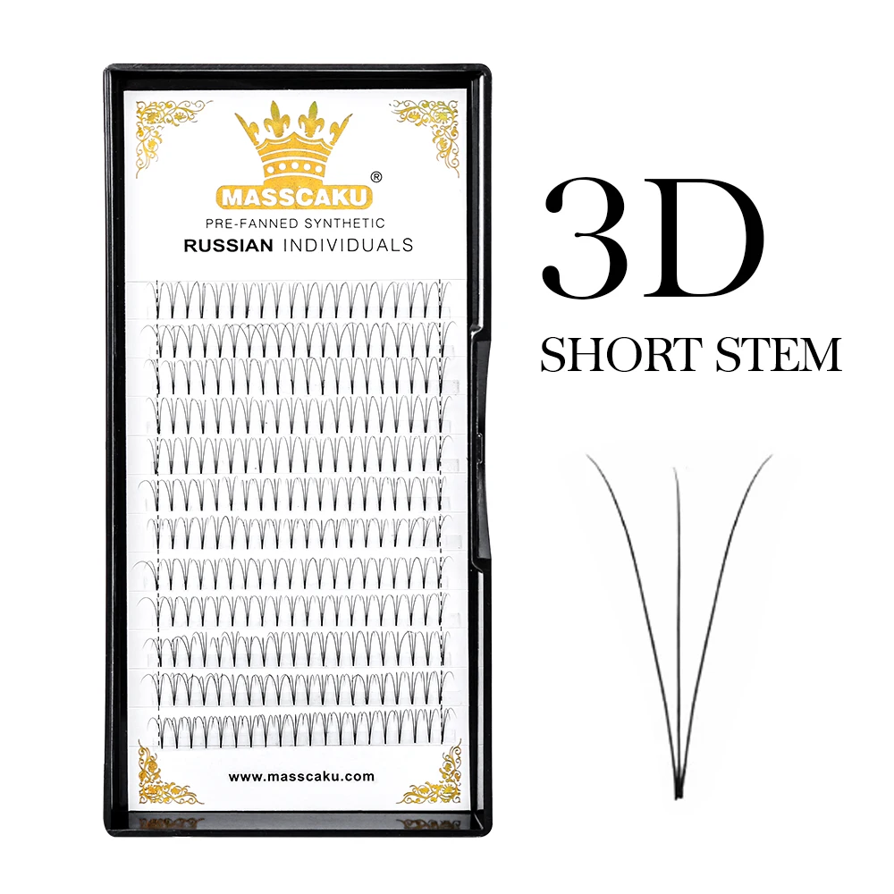 Gotowe wachlarze Russian volume szerokie 3D–20D short stem – mink Czarny i czerwony