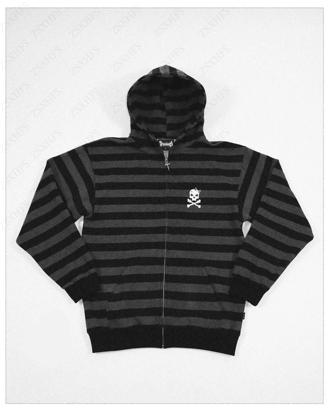 Gotycka bluza z kapturem w stylu Harajuku z czaszką Czarny