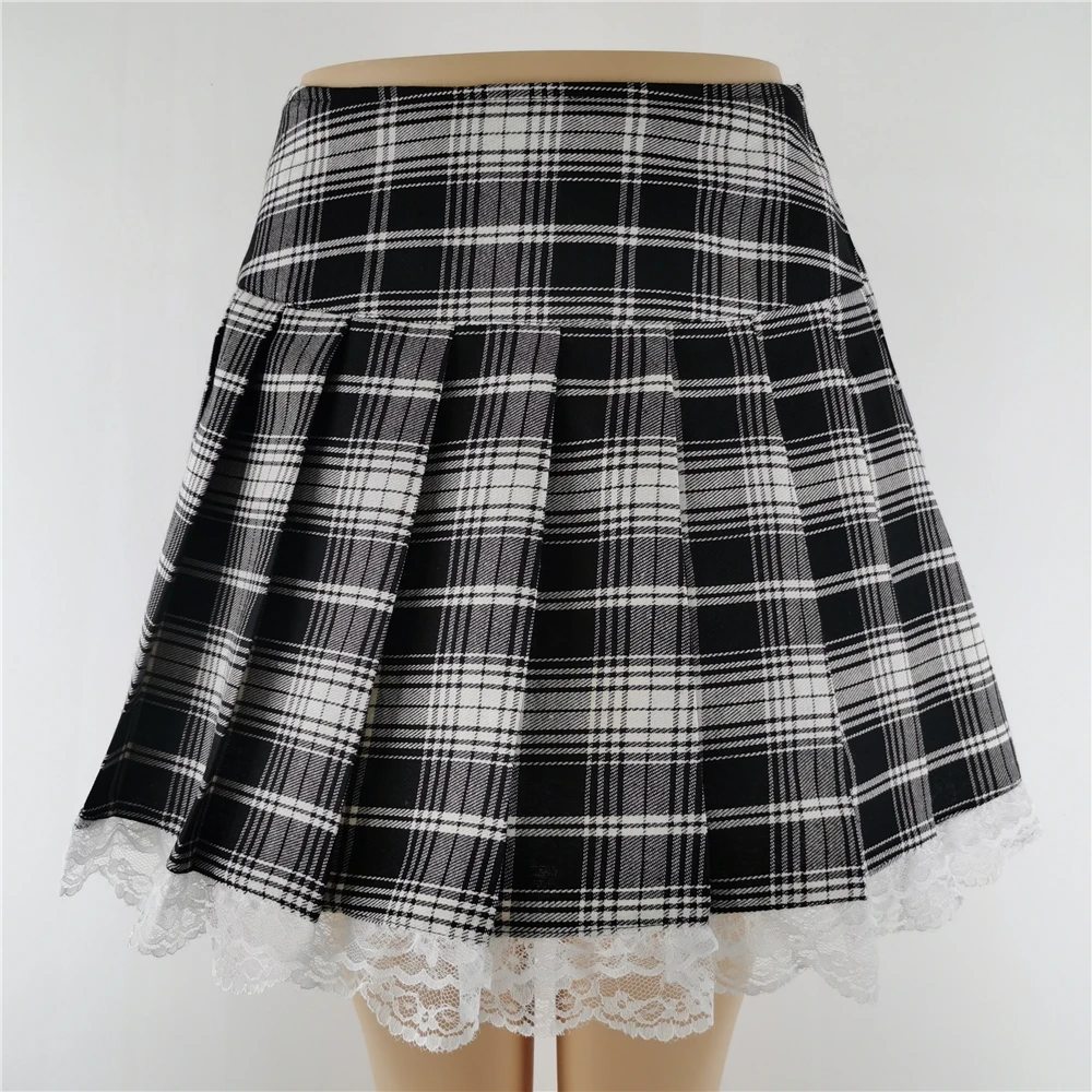 Gotycka koronkowa mini spódniczka z falbanami Harajuku Grunge Beżowy