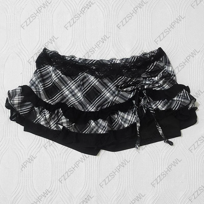Gotycka mini spódniczka plisowana z metalową klamrą – punk streetwear Beżowy