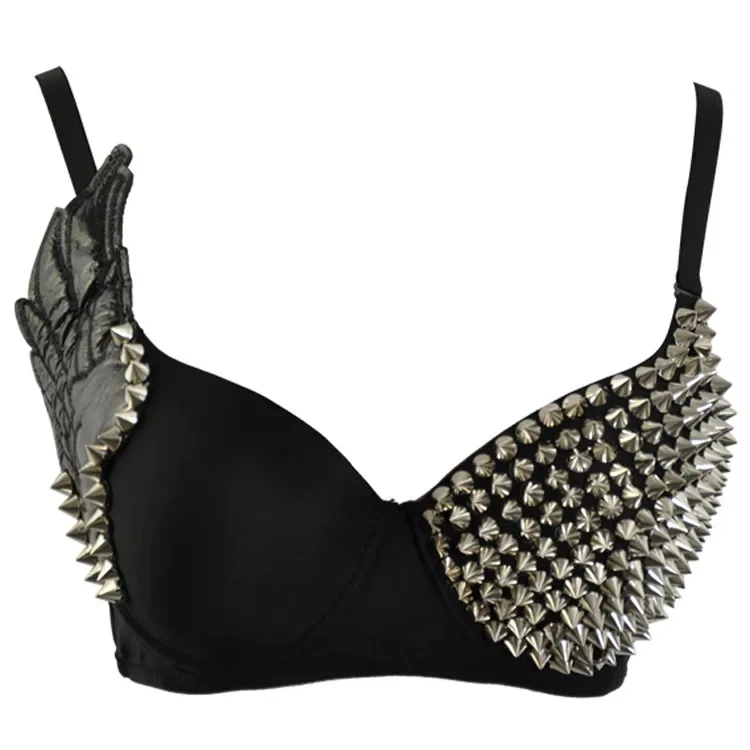 Gotycki biustonosz-bralette z ćwiekami, srebrny B