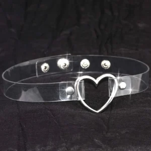 Gotycki przezroczysty choker z kołnierzem w kształcie serca Kolor stali