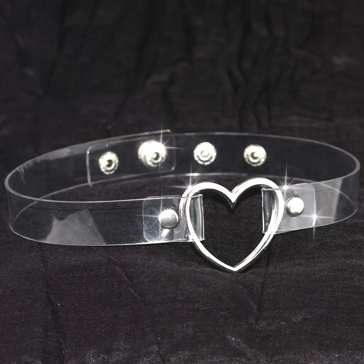 Gotycki przezroczysty choker z kołnierzem w kształcie serca Kolor stali