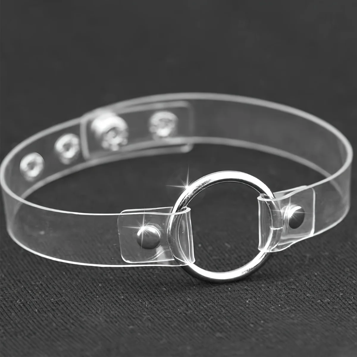Gotycki przezroczysty choker z kołnierzem w kształcie serca Niebieski cynk