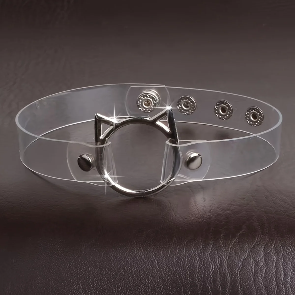 Gotycki przezroczysty choker z kołnierzem w kształcie serca Pistolet do galwanizacji