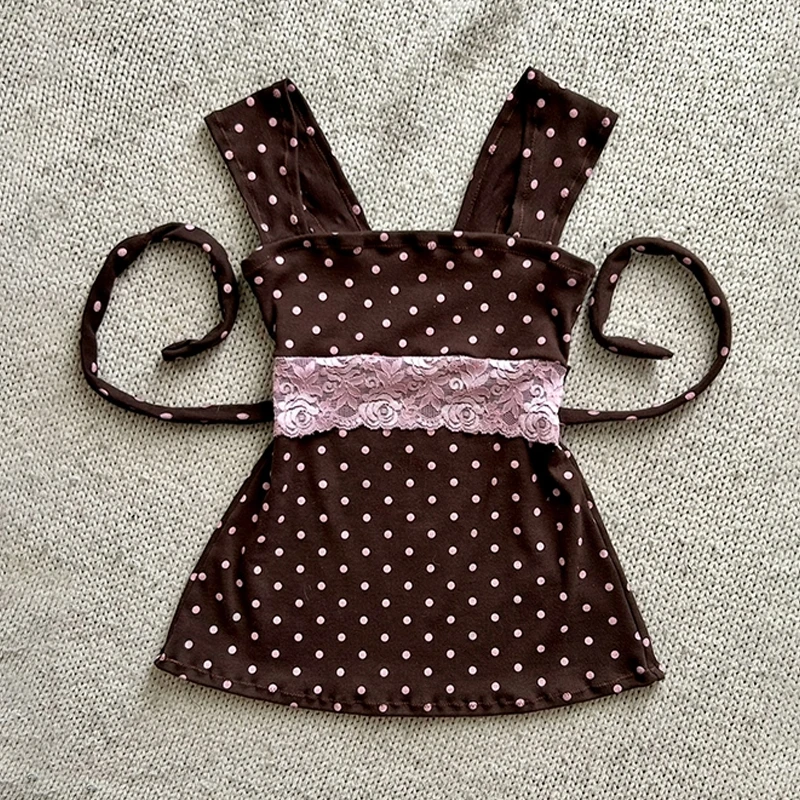 Gotycki top na ramiączkach w stylu Harajuku Y2K Beżowy