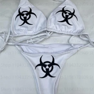 Gotyckie bikini Y2K w stylu punk emo dla kobiet Beżowy