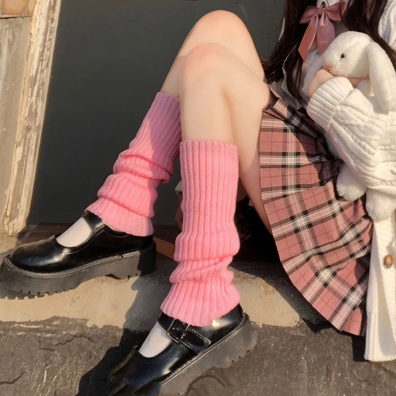 Gotyckie ocieplacze na nogi w paski – Kawaii Lolita Różowy