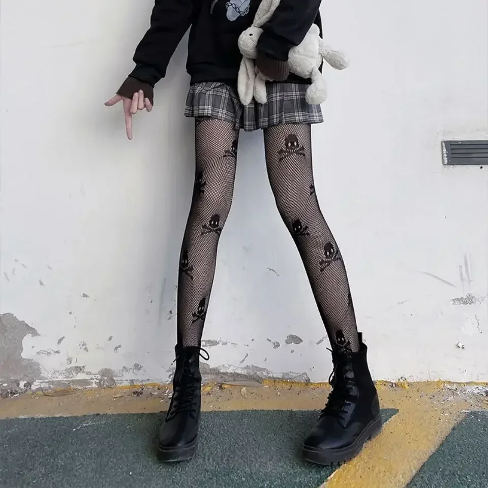 Gotyckie rajstopy z pajęczyną — siatka goth witch vintage Armijna zieleń