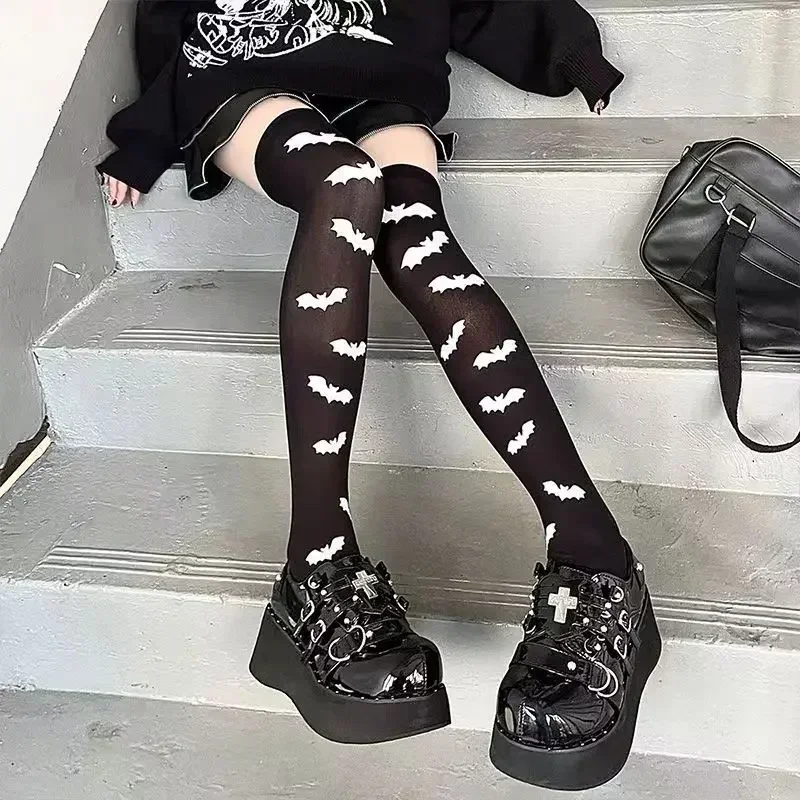Gotyckie rajstopy z pajęczyną — siatka goth witch vintage Fioletowy