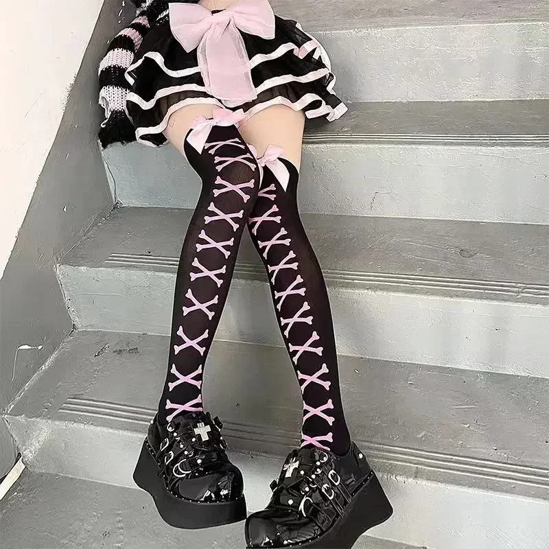Gotyckie rajstopy z pajęczyną — siatka goth witch vintage Lawenda