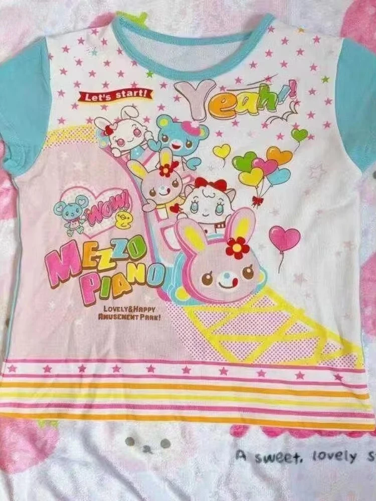 Jeansowa spódnica warstwowa w stylu kawaii — vintage na wiosnę Niebieski