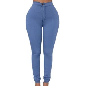 Jeansy damskie skinny z wysokim stanem i kieszeniami Szary