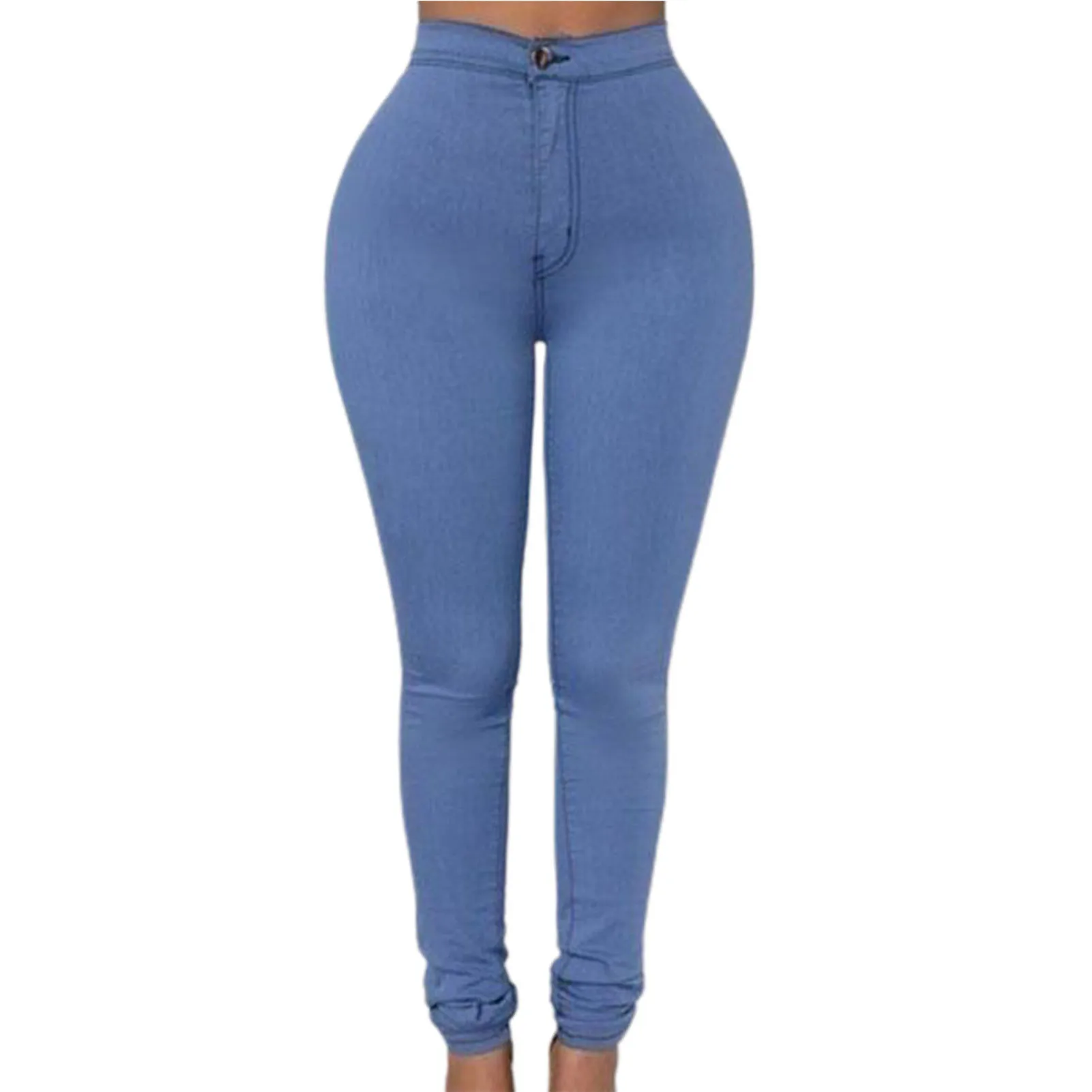 Jeansy damskie skinny z wysokim stanem i kieszeniami Szary