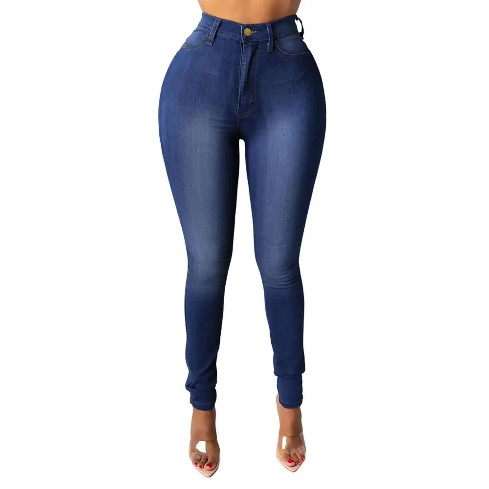 Jeansy damskie skinny z wysokim stanem i kieszeniami Zielony