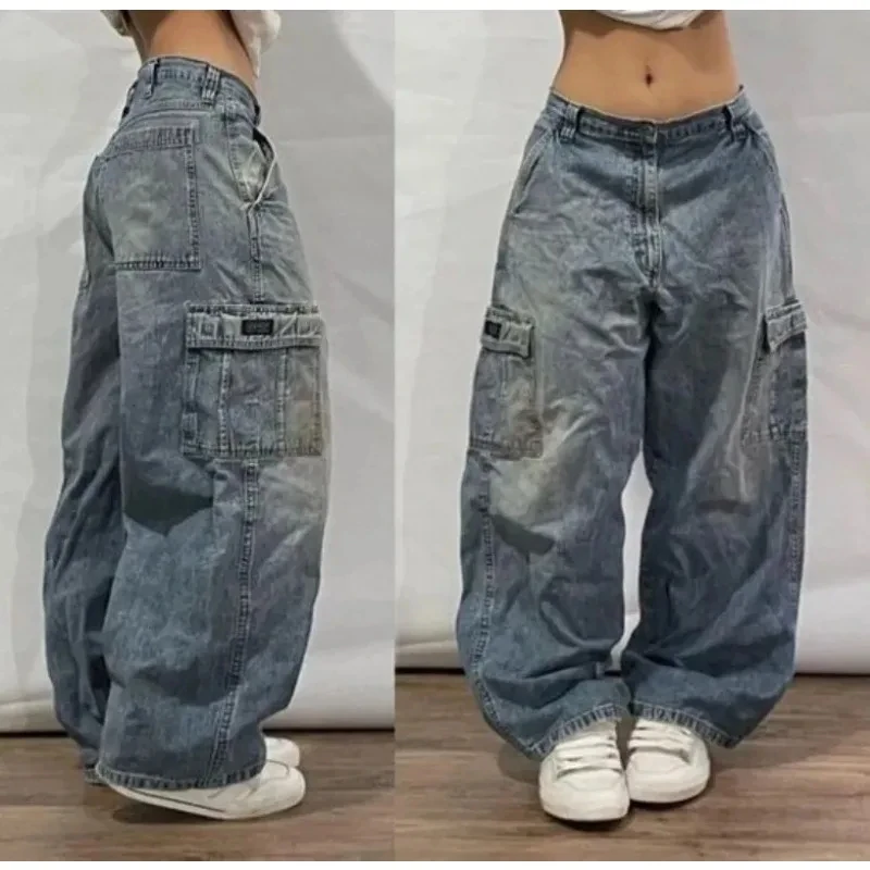 Jeansy kamuflażowe Y2K unisex vintage streetwear Czarny