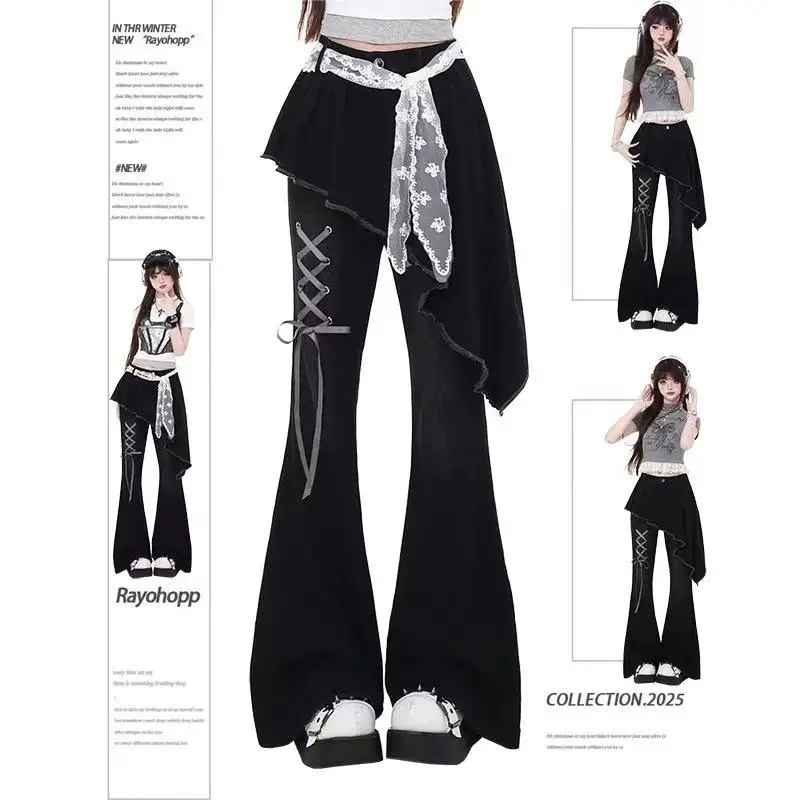Jeansy slim micro-flare z wysokim stanem Y2K street style Mięta