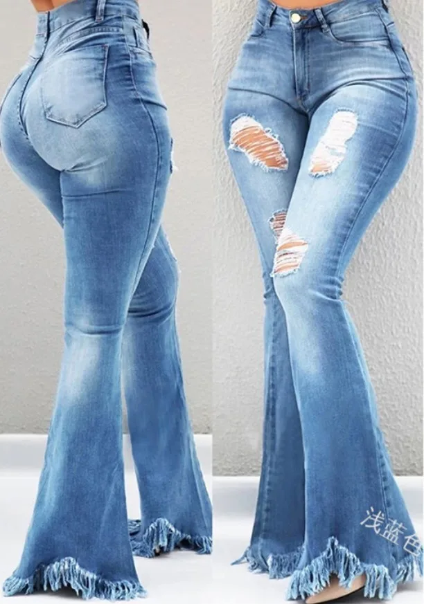 Jeansy Y2K damskie z wysokim stanem i frędzlami — styl vintage Beżowy