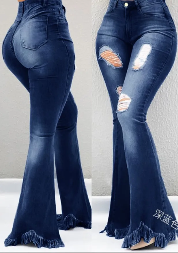 Jeansy Y2K damskie z wysokim stanem i frędzlami — styl vintage Czarny