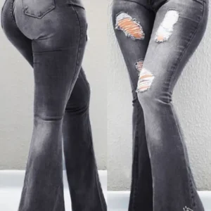Jeansy Y2K damskie z wysokim stanem i frędzlami — styl vintage Niebieski
