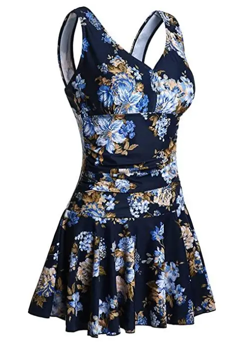 Jednoczęściowy strój kąpielowy plus size z kwiatowym nadrukiem Beżowy