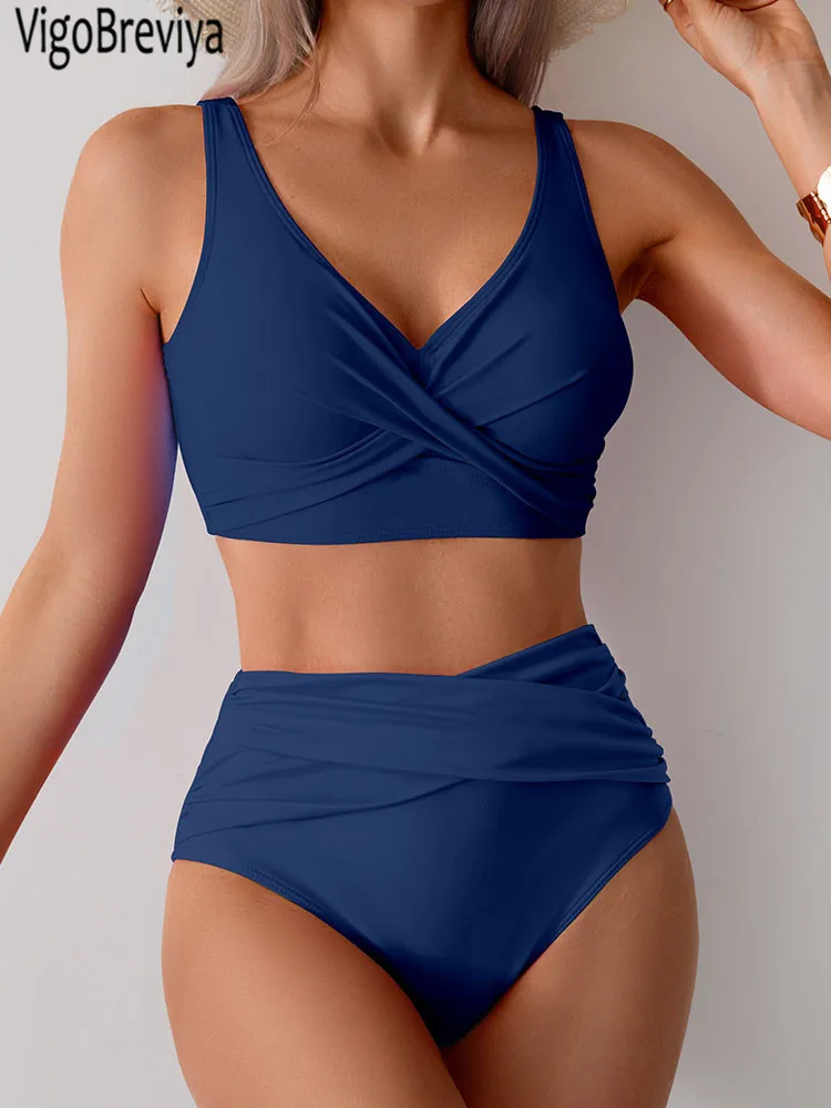 Jednolite bikini z paskami i efektem push-up Szary